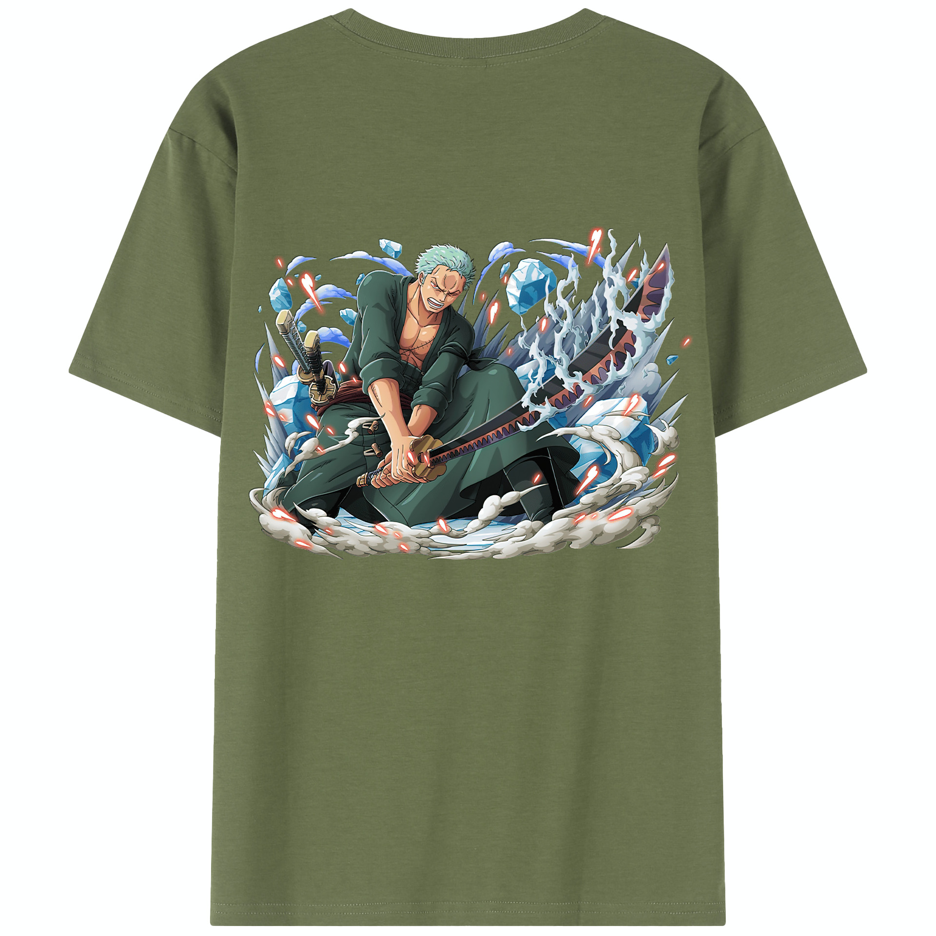 ワンピース ロロノア・ゾロ ONE PIECE Roronoa Zoro 綿100％半袖Tシャツ（背面プリント）